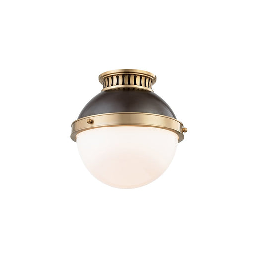 Latham Small Flush Mount in Aged Brass/distressed Bronze