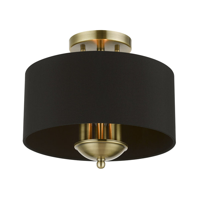 Huntington 3-Light Semi-Flush Mount in Antique Brass