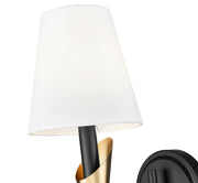 Claudelle 1 Light 5.75" Wall Sconce, 14" Tall in Matte Black + Modern Gold
