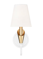 Claudelle 1 Light 5.75" Wall Sconce, 14" Tall in Tundra White + Modern Gold