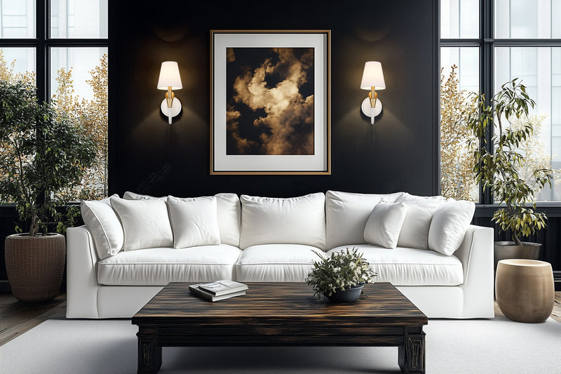 Claudelle 1 Light 5.75" Wall Sconce, 14" Tall in Tundra White + Modern Gold in a room setting