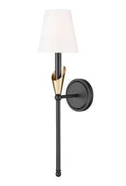 Claudelle 1 Light 5.75" Wall Sconce, 24" Tall in Matte Black + Modern Gold