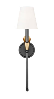 Claudelle 1 Light 5.75" Wall Sconce, 24" Tall in Matte Black + Modern Gold