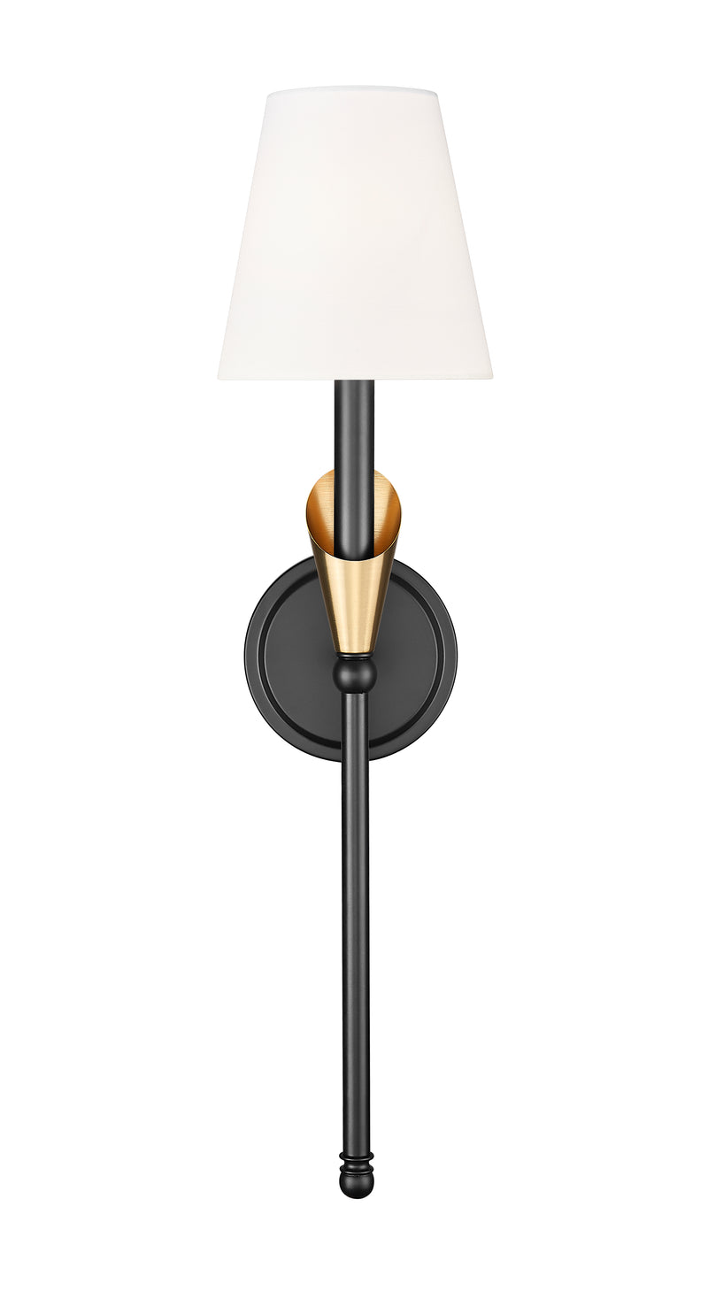 Claudelle 1 Light 5.75" Wall Sconce, 24" Tall in Matte Black + Modern Gold