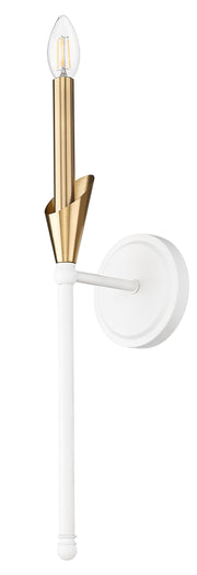 Claudelle 1 Light 5.75" Wall Sconce, 24" Tall in Tundra White + Modern Gold
