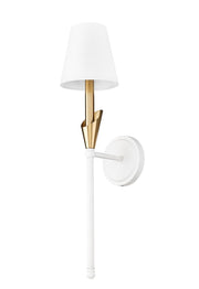 Claudelle 1 Light 5.75" Wall Sconce, 24" Tall in Tundra White + Modern Gold