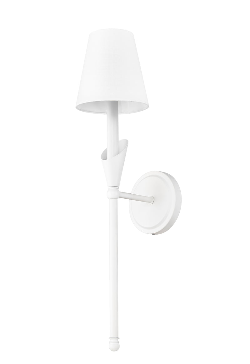 Claudelle 1 Light 5.75" Wall Sconce, 24" Tall in Tundra White