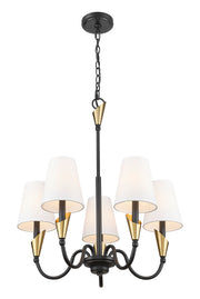 Claudelle 5 Light 24" Chandelier in Matte Black + Modern Gold