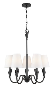 Claudelle 5 Light 24" Chandelier in Matte Black