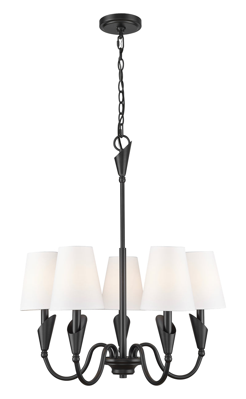 Claudelle 5 Light 24" Chandelier in Matte Black