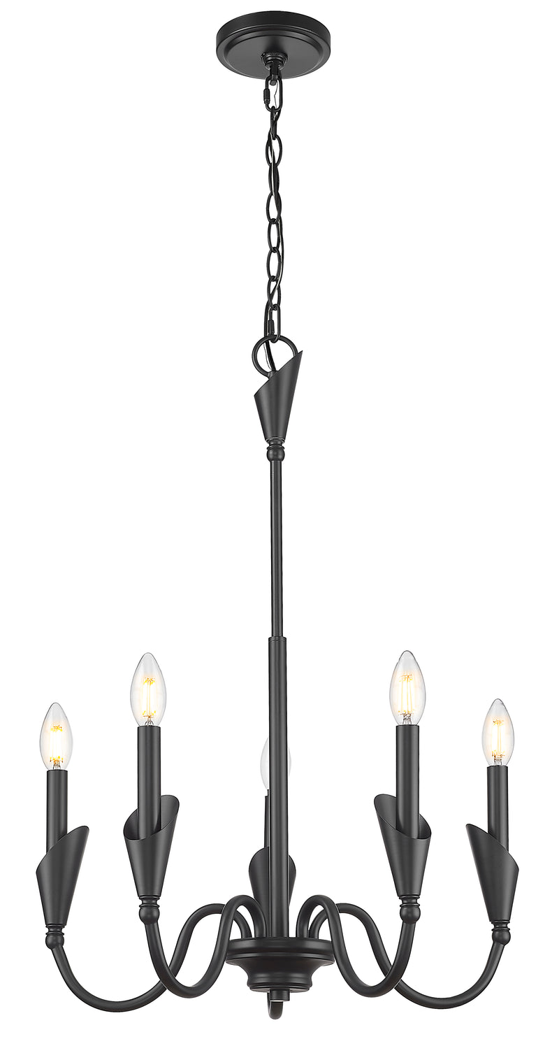 Claudelle 5 Light 24" Chandelier in Matte Black