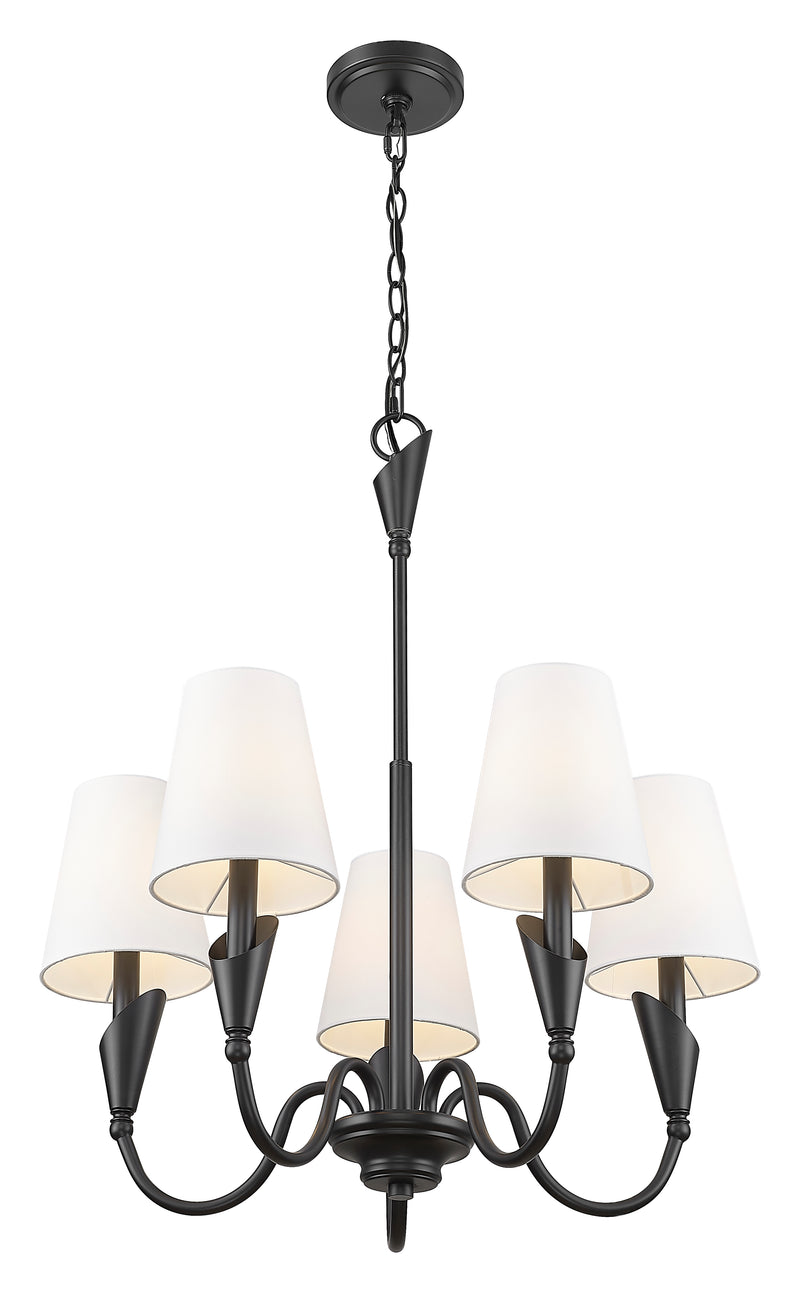 Claudelle 5 Light 24" Chandelier in Matte Black