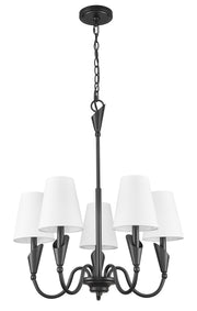 Claudelle 5 Light 24" Chandelier in Matte Black