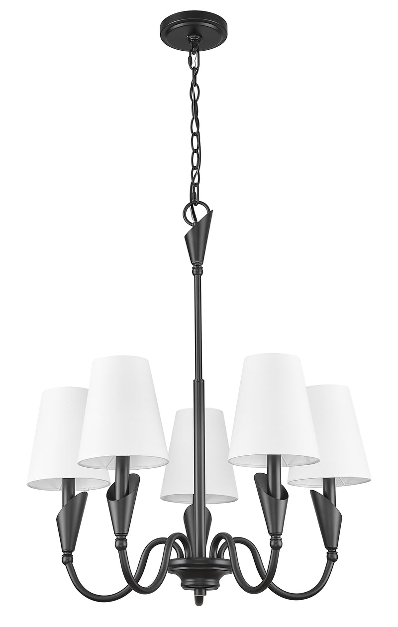Claudelle 5 Light 24" Chandelier in Matte Black