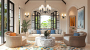 Claudelle 5 Light 24" Chandelier in Matte Black in a room setting