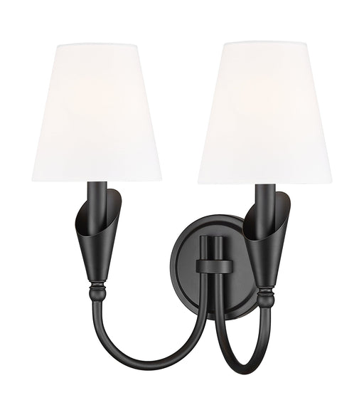 Claudelle 2 Light 13.75" Wall Sconce in Matte Black
