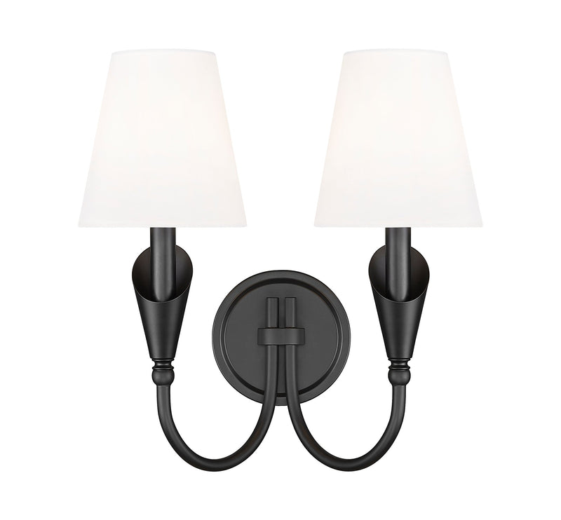 Claudelle 2 Light 13.75" Wall Sconce in Matte Black