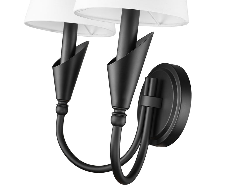 Claudelle 2 Light 13.75" Wall Sconce in Matte Black