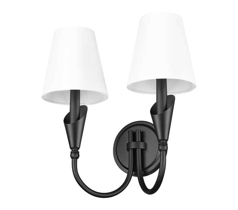 Claudelle 2 Light 13.75" Wall Sconce in Matte Black