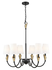 Claudelle 6 Light 32" Chandelier in Matte Black + Modern Gold