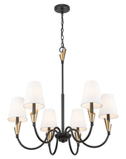 Claudelle 6 Light 32" Chandelier in Matte Black + Modern Gold