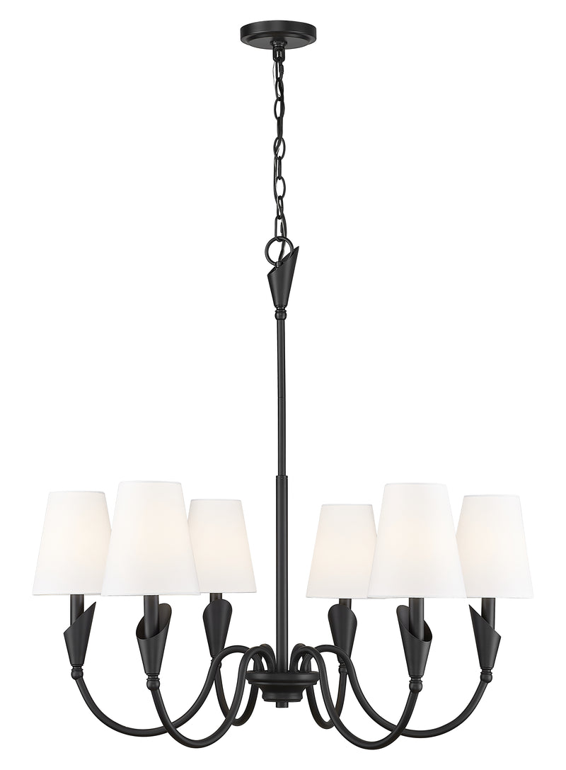 Claudelle 6 Light 32" Chandelier in Matte Black