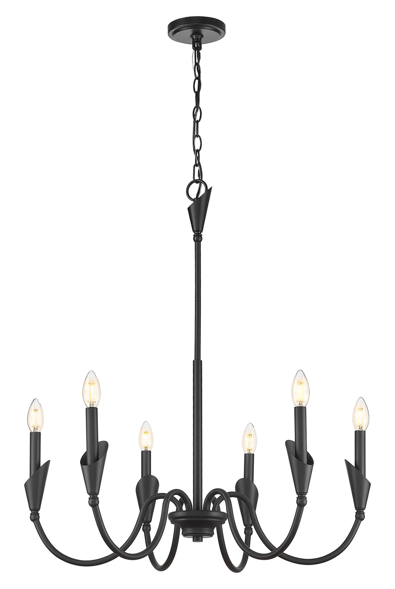 Claudelle 6 Light 32" Chandelier in Matte Black