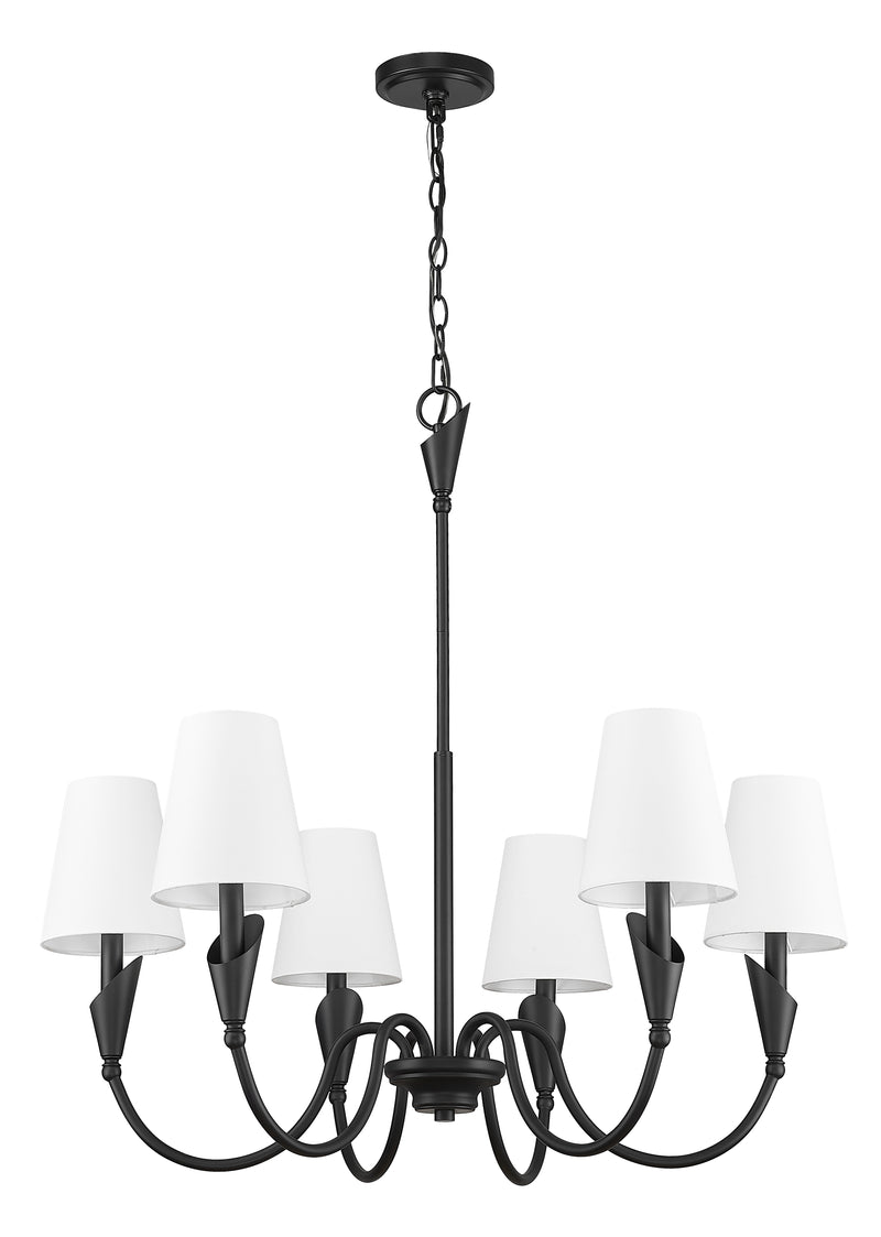 Claudelle 6 Light 32" Chandelier in Matte Black