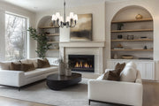 Claudelle 6 Light 32" Chandelier in Matte Black in a room setting