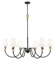 Claudelle 6 Light 46" Chandelier in Matte Black + Modern Gold