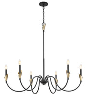 Claudelle 6 Light 46" Chandelier in Matte Black + Modern Gold