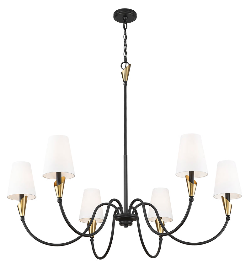 Claudelle 6 Light 46" Chandelier in Matte Black + Modern Gold