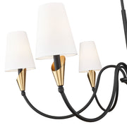 Claudelle 6 Light 46" Chandelier in Matte Black + Modern Gold