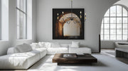 Claudelle 6 Light 46" Chandelier in Matte Black + Modern Gold in a room setting