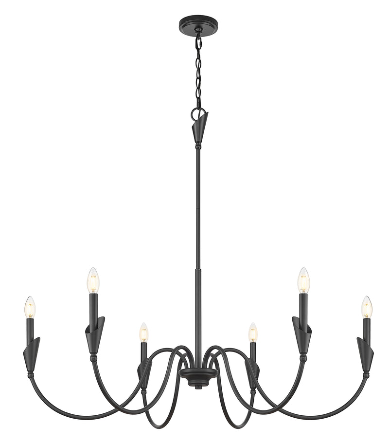 Claudelle 6 Light 46" Chandelier in Matte Black