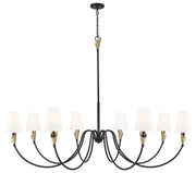 Claudelle 8 Light 65" Chandelier in Matte Black + Modern Gold