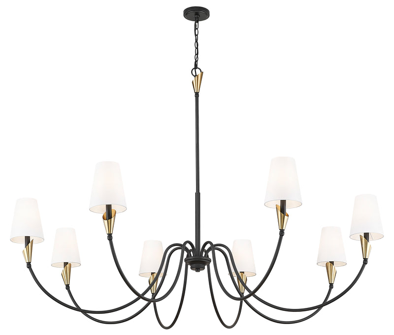 Claudelle 8 Light 65" Chandelier in Matte Black + Modern Gold
