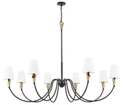 Claudelle 8 Light 65" Chandelier in Matte Black + Modern Gold