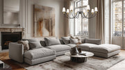 Claudelle 8 Light 65" Chandelier in Matte Black + Modern Gold in a room setting