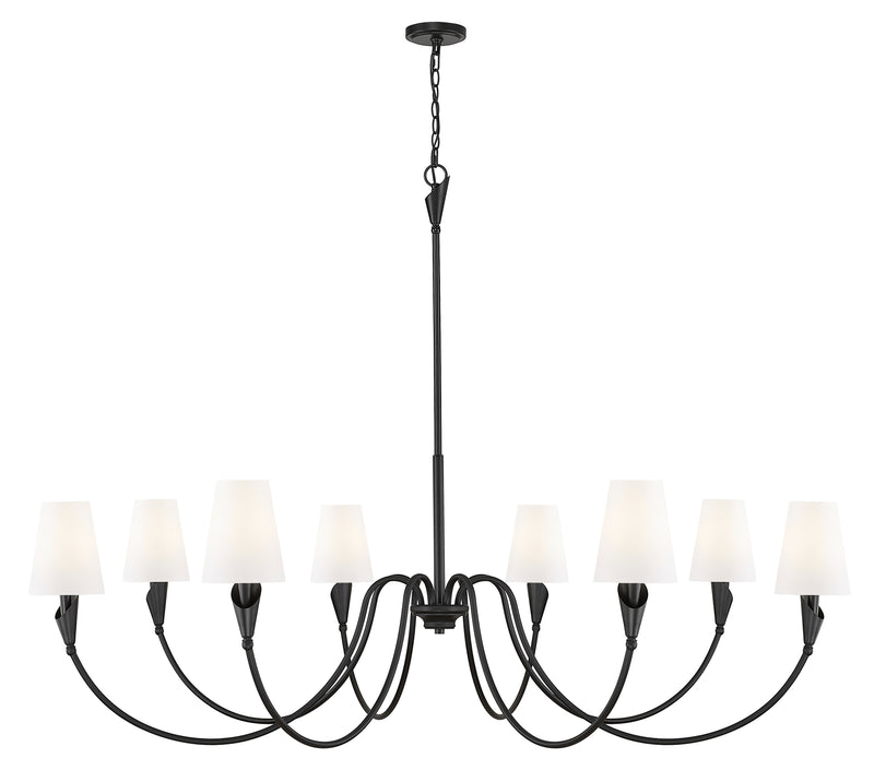 Claudelle 8 Light 65" Chandelier in Matte Black