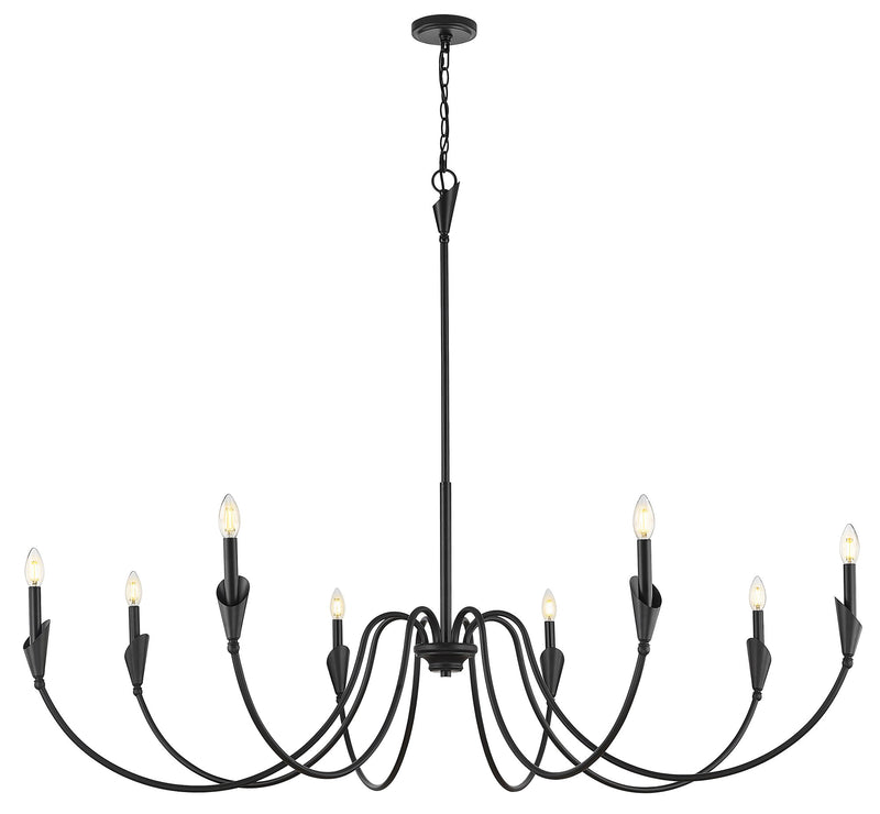 Claudelle 8 Light 65" Chandelier in Matte Black