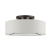 Ellsworth 3-Light Semi-Flush Mount with Oatmeal Shade in English Bronze