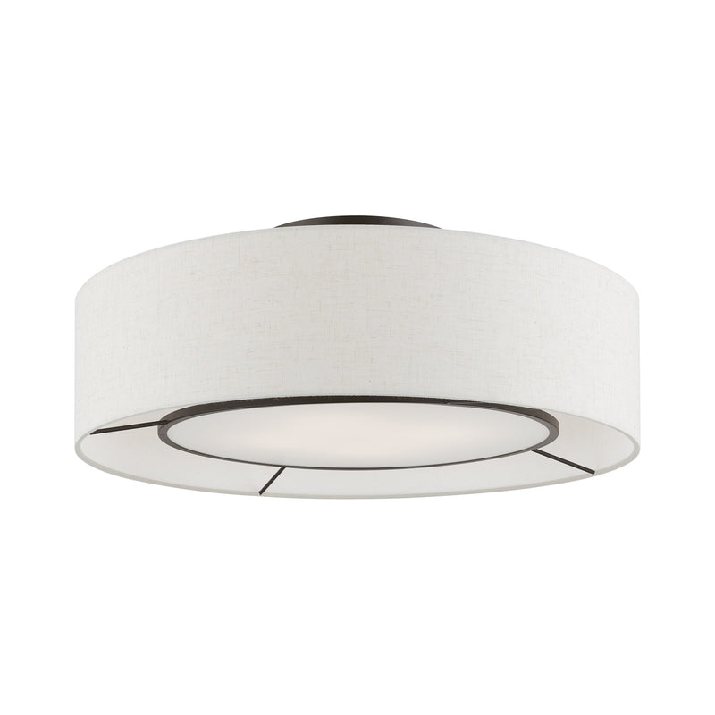 Ellsworth 4-Light Semi-Flush Mount with Oatmeal Shade in English Bronze