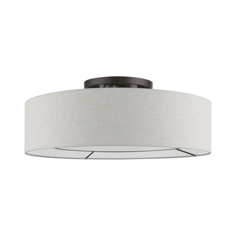 Ellsworth 4-Light Semi-Flush Mount with Oatmeal Shade in English Bronze
