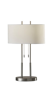 Duet 2-Light Table Lamp in Brushed Steel