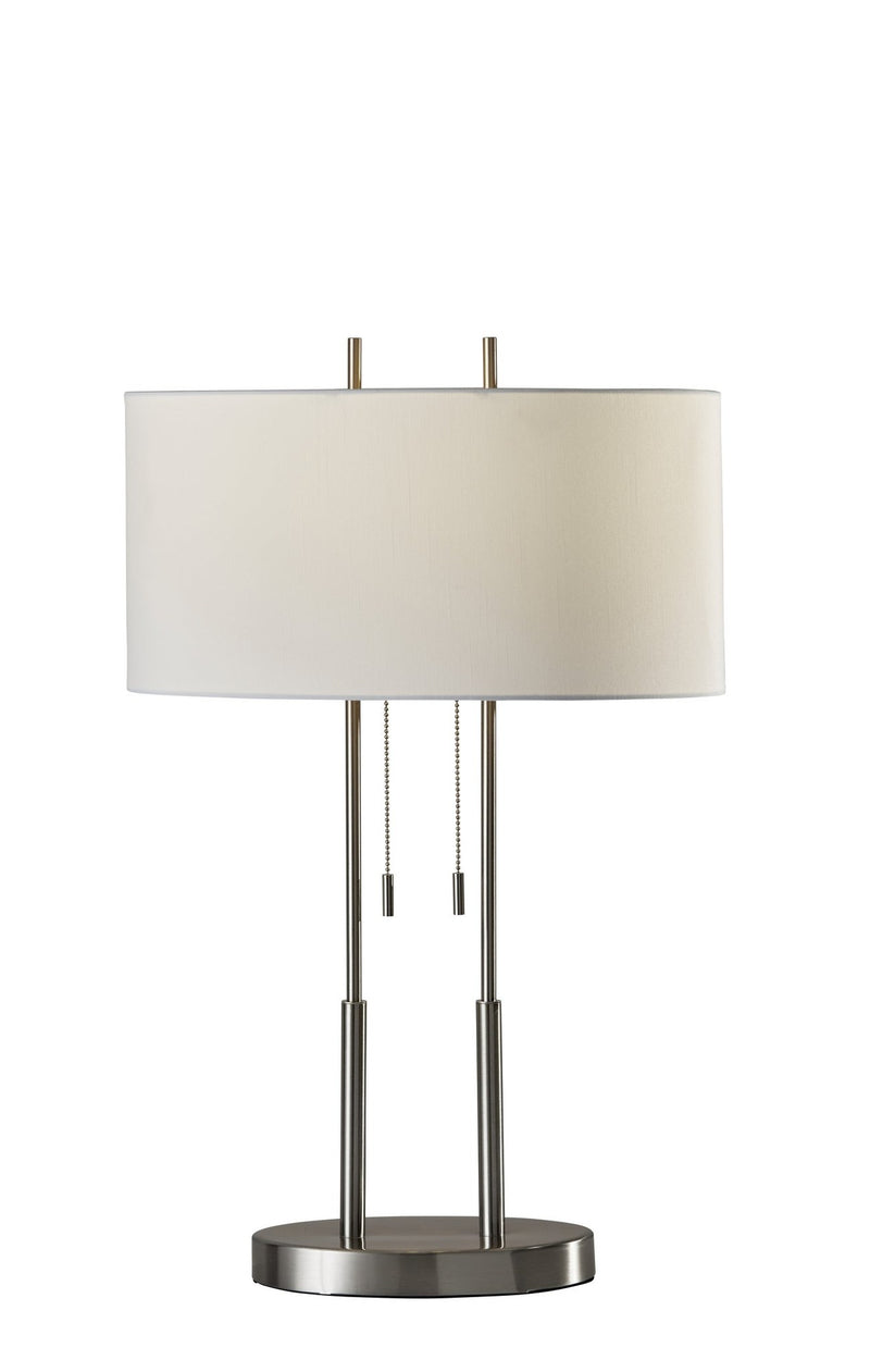 Duet 2-Light Table Lamp in Brushed Steel