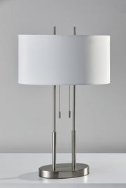 Duet 2-Light Table Lamp in Brushed Steel
