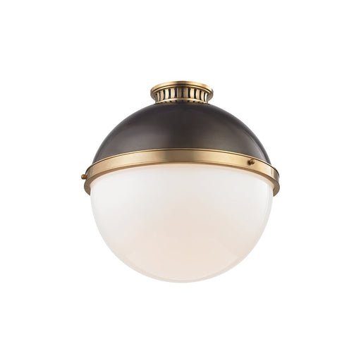 Latham Large Flush Mount in Aged Brass/distressed Bronze
