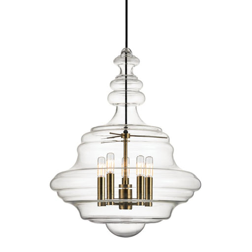 Washington 5-Light Lantern Pendant in Aged Brass