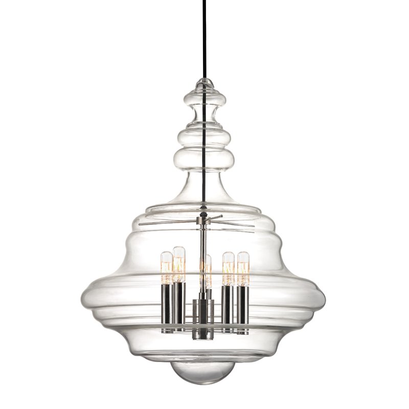 Washington 5-Light Lantern Pendant in Polished Nickel